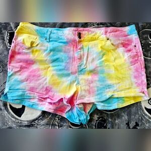 Blackheart Tie-Dye Jean Shorts - Pink, Blue, Yellow